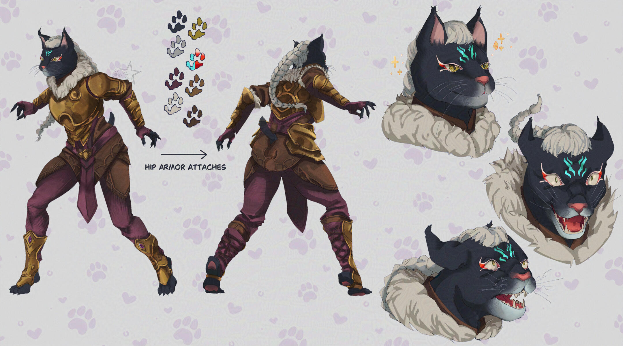 Khajit OC expressions exploration, commissioned work.
